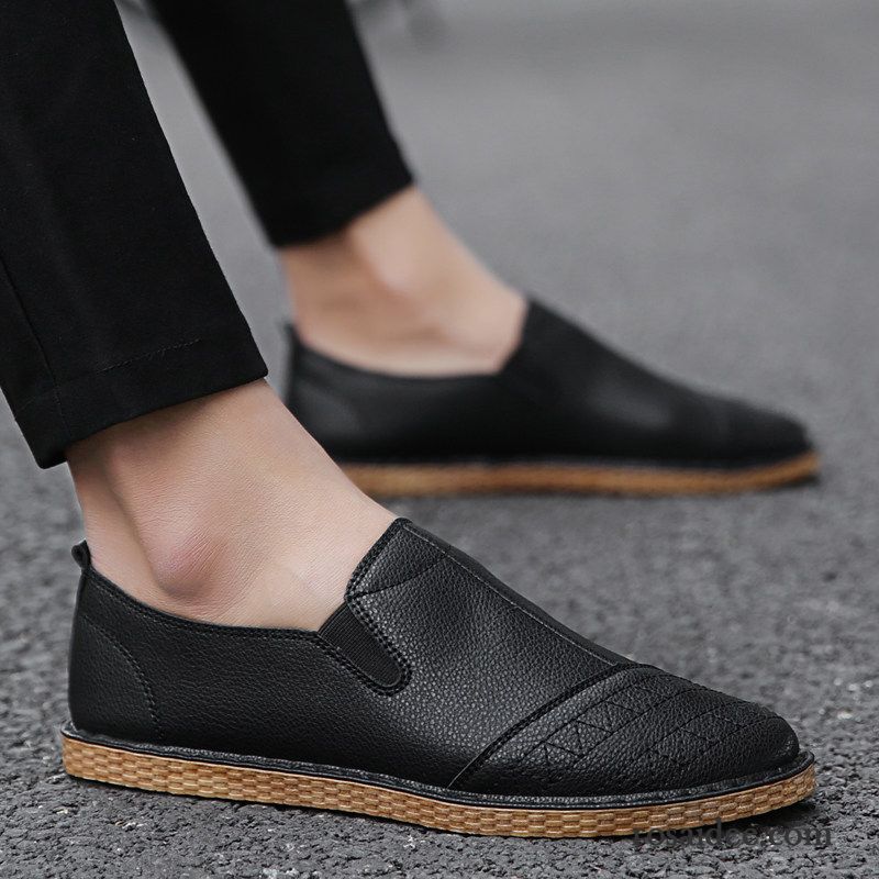 Halbschuhe Herren Faul Casual Trend Lederschue Allgleiches Feder Weiß