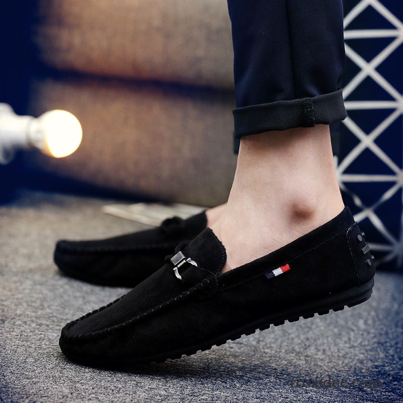 Halbschuhe Herren Faul Lederschue Feder Casual Sommer Trend Schwarz Rot