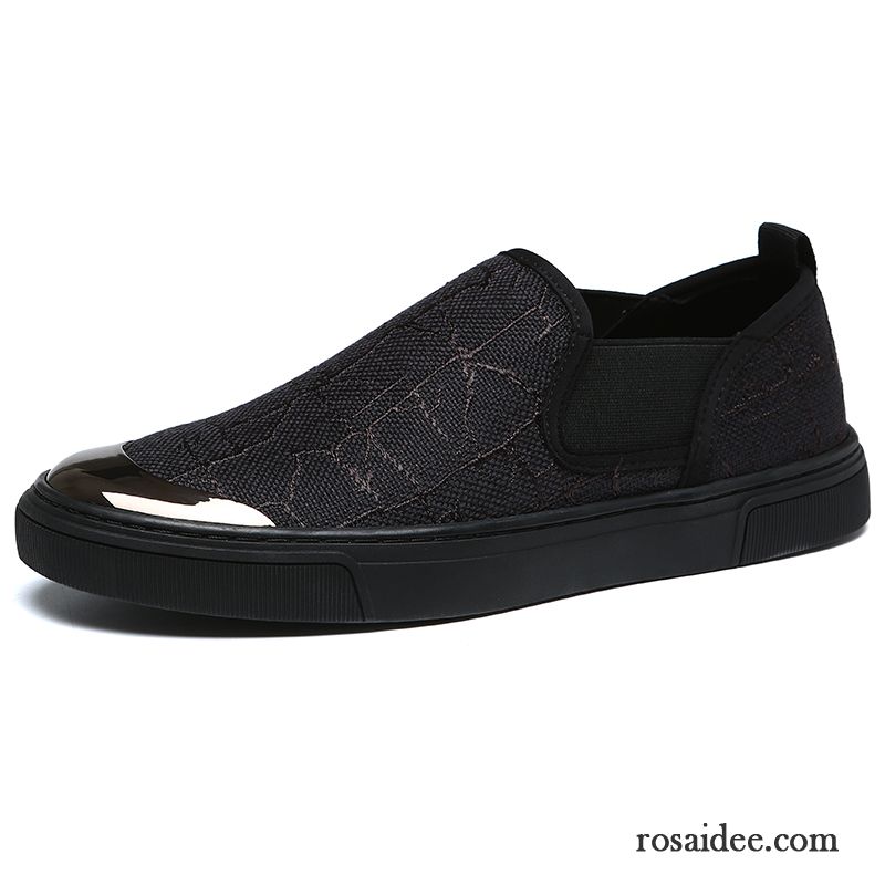 Halbschuhe Herren Faul Skaterschuhe Espadrille Sommer Casual Trend Schwarz