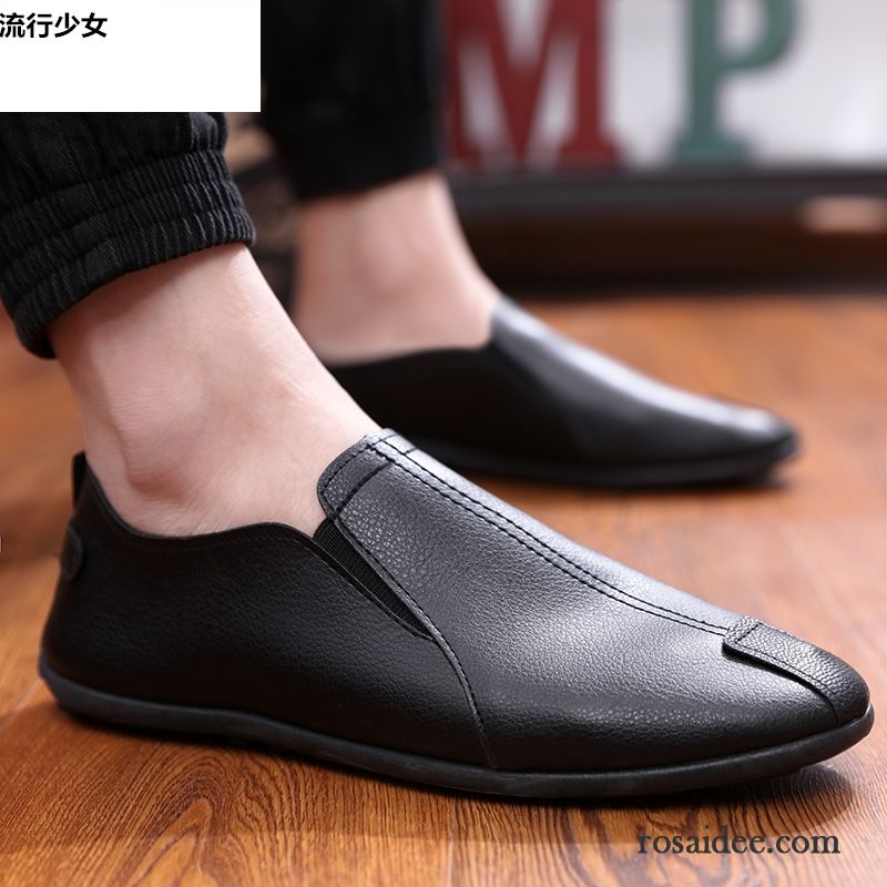 Halbschuhe Herren Herbst Sommer Allgleiches Slip-on Feder Persönlichkeit Schwarz