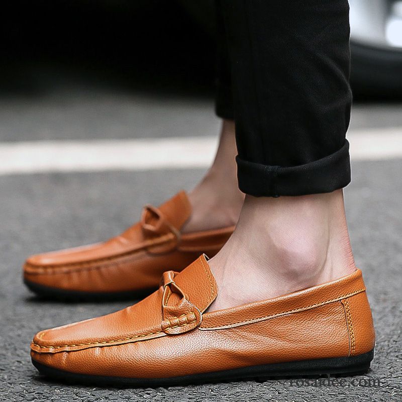 Halbschuhe Herren Leder Casual Sommer Schuhe Herren Trend Faul Neue Feder Slip-on Niedrig Günstig