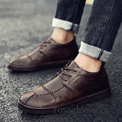 Halbschuhe Herren Neue Casual England Feder Lederschue Trend Braun Rot