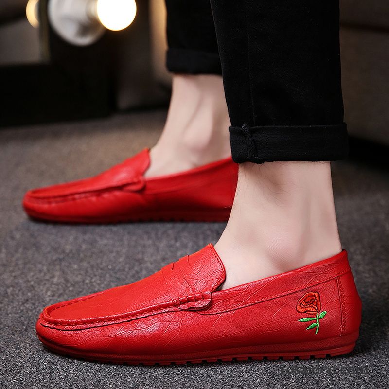 Halbschuhe Herren Neue Slip-on Persönlichkeit Allgleiches Sommer Feder Schwarz Rot