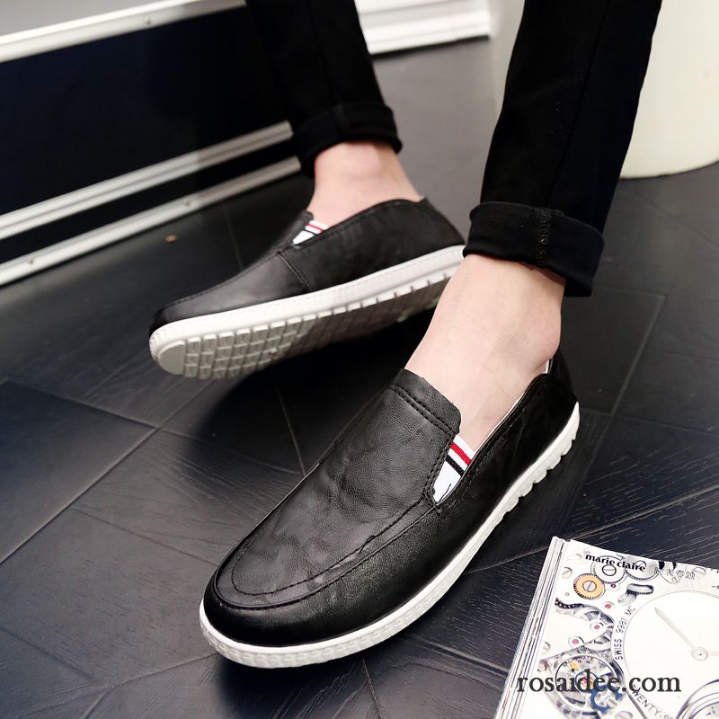 Halbschuhe Herren Schwarz Slip-on Weiß Feder Trend Jugend Faul Herren Lederschue Neue Sommer Schuhe Atmungsaktiv Günstig