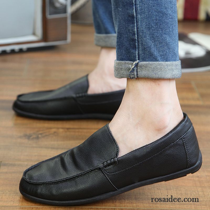 Halbschuhe Herren Schwarz Slip-on Weiß Feder Trend Jugend Faul Herren Lederschue Neue Sommer Schuhe Atmungsaktiv Günstig