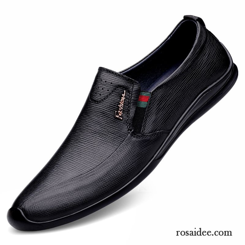 Halbschuhe Herren Slip-on Trend Atmungsaktiv Casual Feder England Schwarz