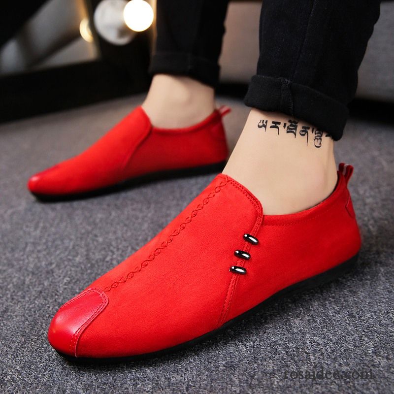 Halbschuhe Herren Trend Casual Slip-on Feder Faul Schwarz Rot