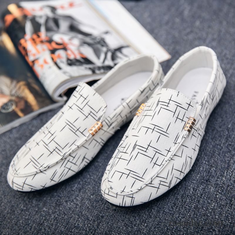 Halbschuhe Herren Tuch Schuhe Sommer Slip-on Faul Allgleiches Weiß