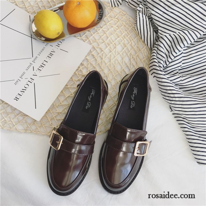 Halbschuhe Mit Absatz Runde Zehe Flache Retro Halbschuhe Allgleiches Schwarz Neue Schüler Lederschuhe Damen Schnürschuhe Herbst