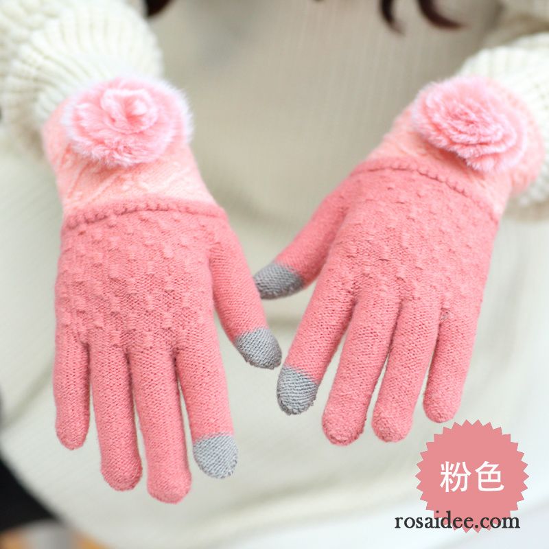 Handschuhe Damen Dicke Warm Halten Touchscreen Stricken Student Winter Purpur Lila