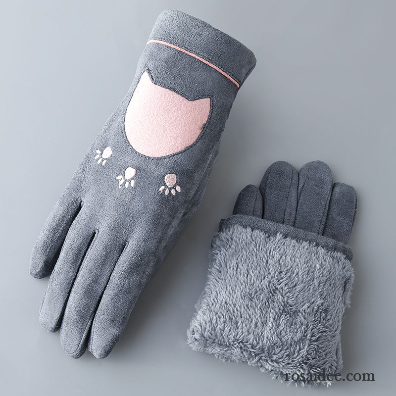 Handschuhe Damen Herbst Kaschmir Samt Warm Halten Outdoor Winter Rosa