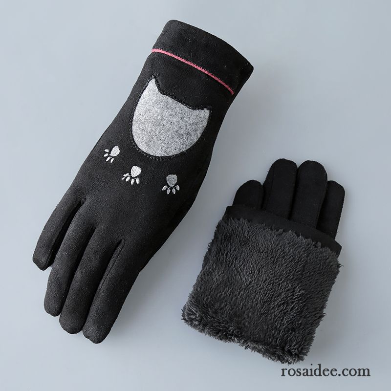 Handschuhe Damen Herbst Kaschmir Samt Warm Halten Outdoor Winter Rosa