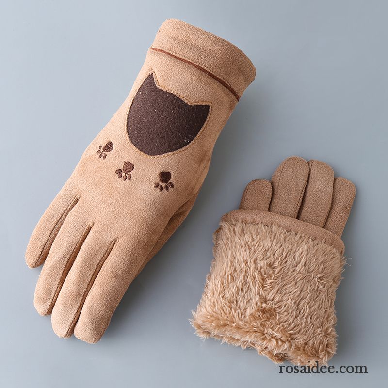 Handschuhe Damen Herbst Kaschmir Samt Warm Halten Outdoor Winter Rosa