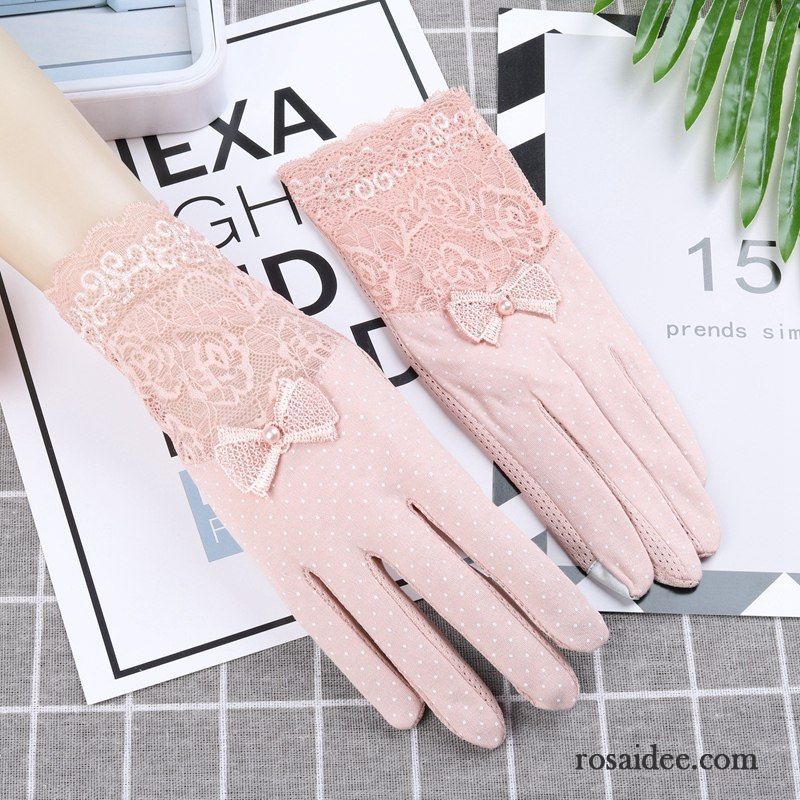 Handschuhe Damen Kurz Dünne Sonnenschutz Mode Frühling Fahren Rosa