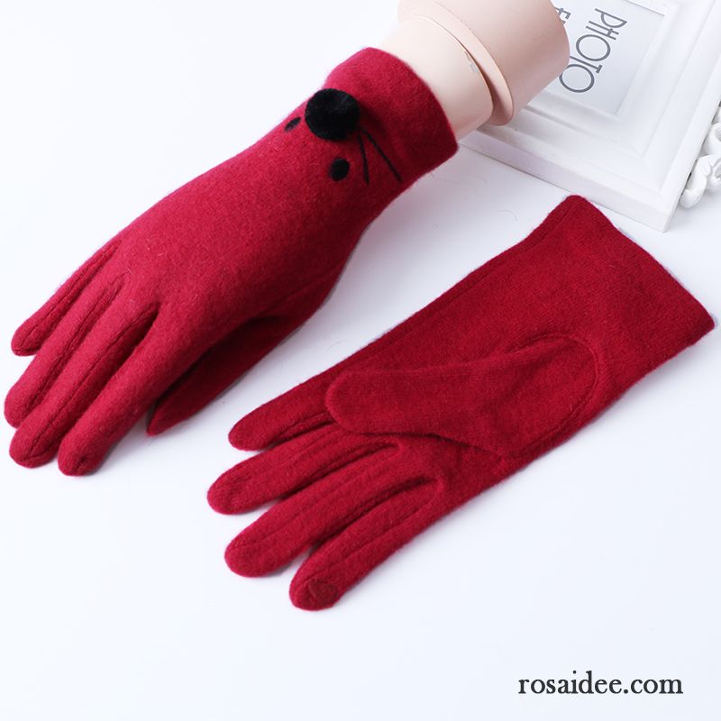 Handschuhe Damen Niedlich Touchscreen Dünne Fahrrad Fahren Winter Warm Halten Rot