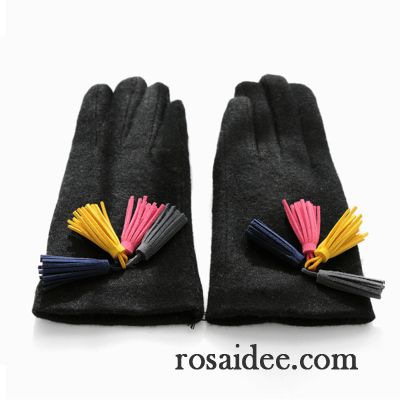 Handschuhe Damen Touchscreen Kalte Dicke Winter Quasten All Match Rosa
