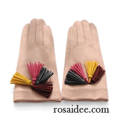 Handschuhe Damen Touchscreen Kalte Dicke Winter Quasten All Match Rosa