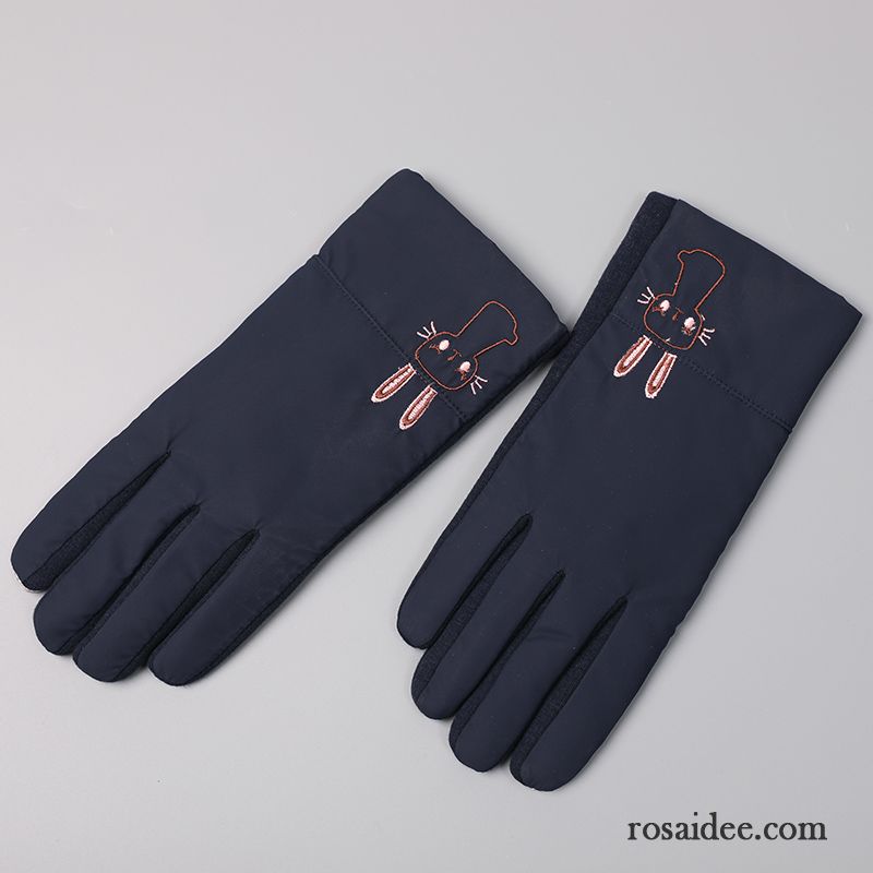 Handschuhe Damen Warm Halten Winter Niedlich Daunen Baumwolle Touchscreen Schwarz