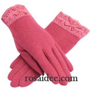 Handschuhe Damen Winter Herbst Student Dicke Samt Schafwolle Purpur Lila