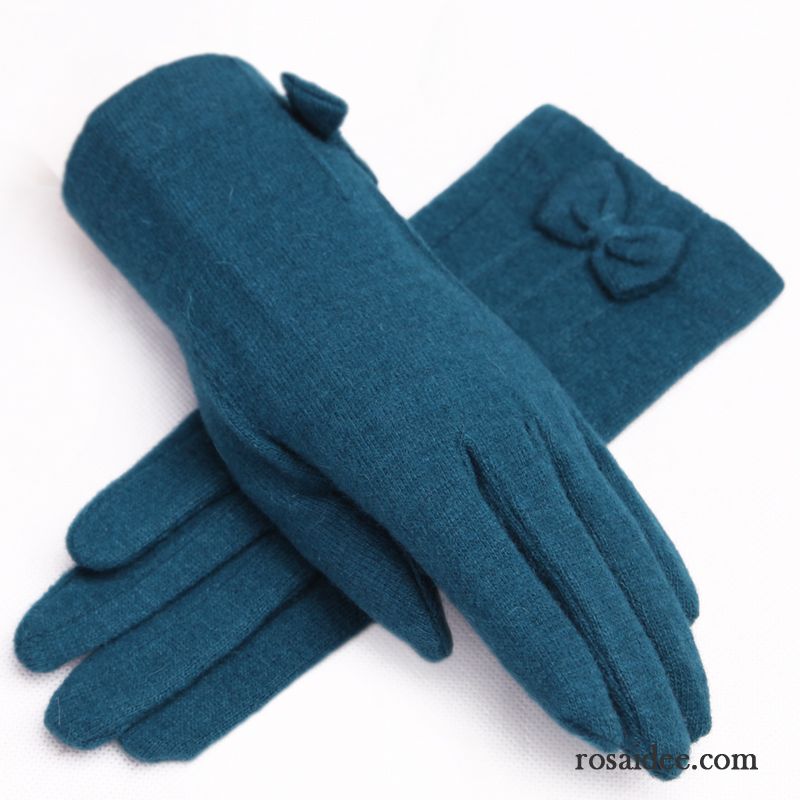 Handschuhe Damen Winter Herbst Student Dicke Samt Schafwolle Purpur Lila