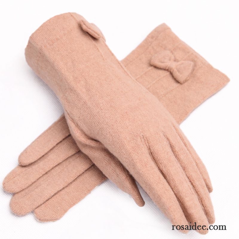 Handschuhe Damen Winter Herbst Student Dicke Samt Schafwolle Purpur Lila