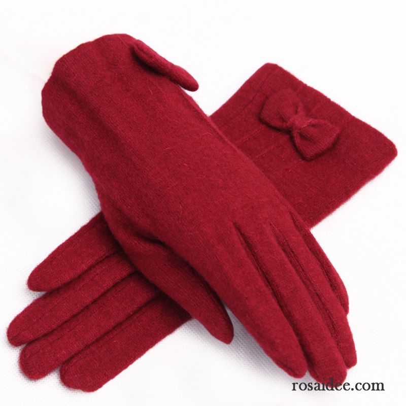 Handschuhe Damen Winter Herbst Student Dicke Samt Schafwolle Purpur Lila