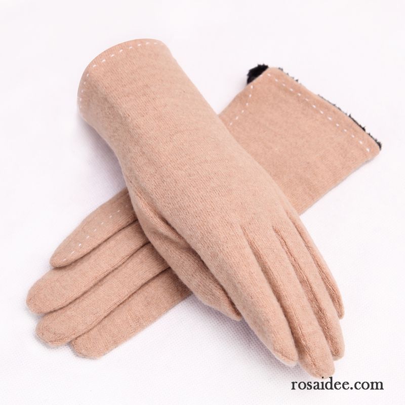 Handschuhe Damen Winter Herbst Student Dicke Samt Schafwolle Purpur Lila