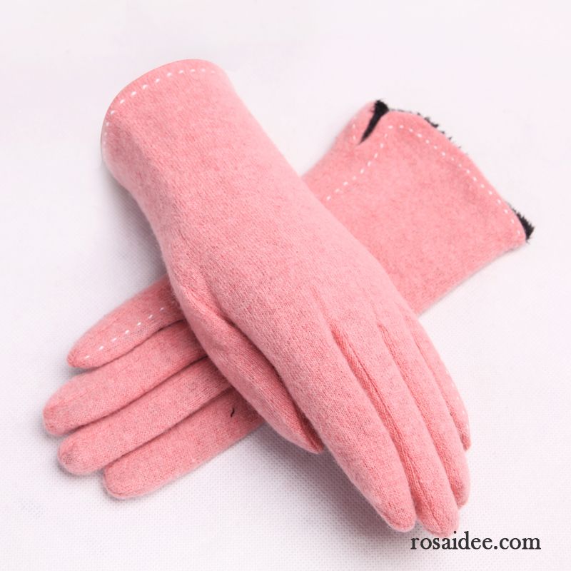 Handschuhe Damen Winter Herbst Student Dicke Samt Schafwolle Purpur Lila