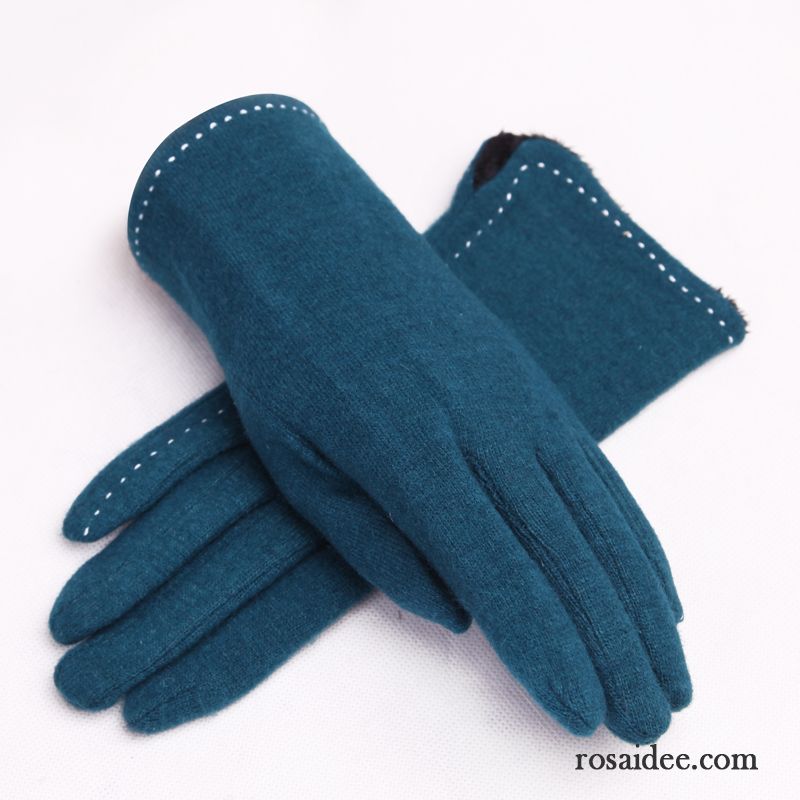 Handschuhe Damen Winter Herbst Student Dicke Samt Schafwolle Purpur Lila