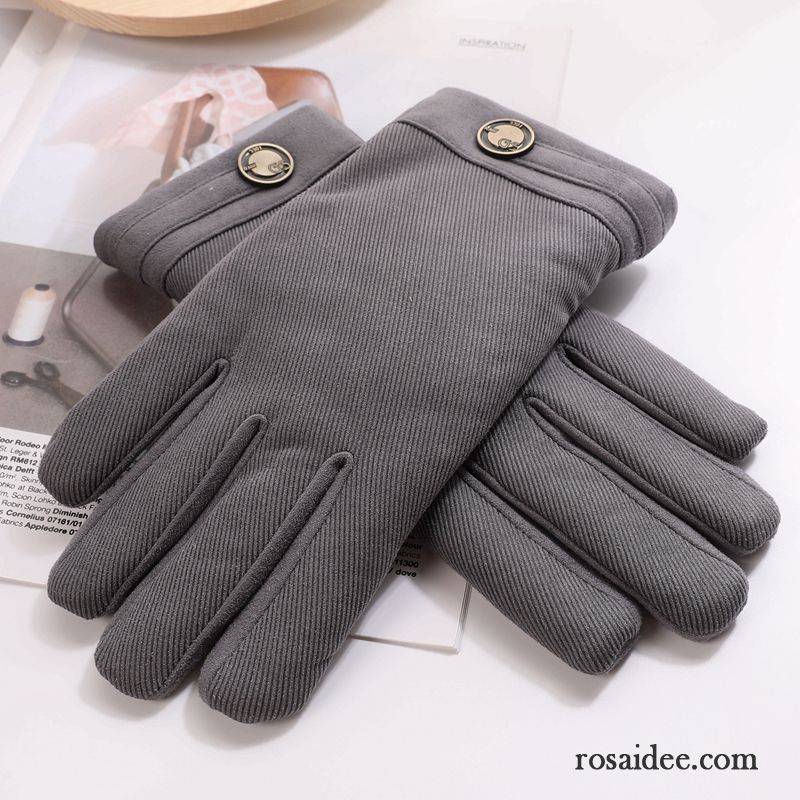 Handschuhe Herren Baumwolle Winter Fahrrad Fahren Touchscreen Student Fünf Finger Schwarz