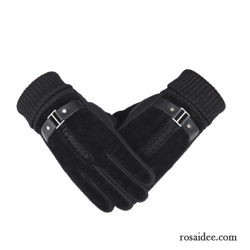 Handschuhe Herren Fahrrad Fahren Outdoor Motorrad Winter Kalte Rutschfest Schwarz