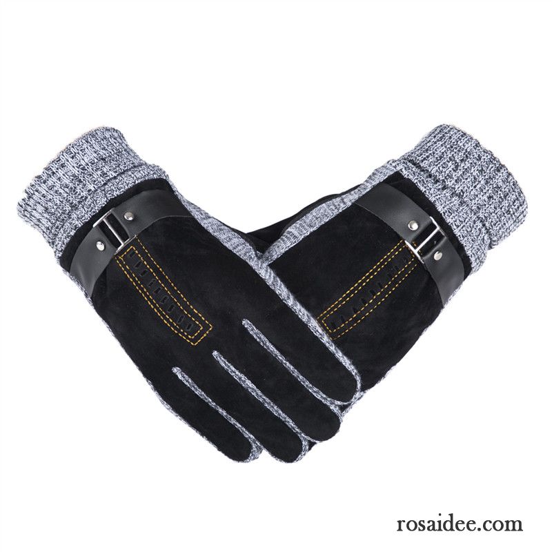 Handschuhe Herren Fahrrad Fahren Outdoor Motorrad Winter Kalte Rutschfest Schwarz