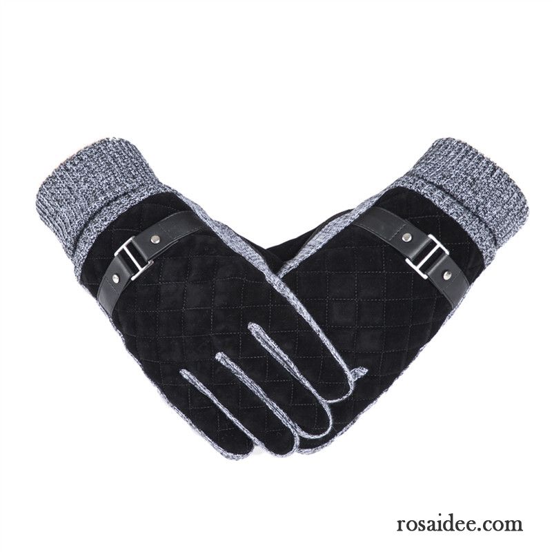 Handschuhe Herren Fahrrad Fahren Outdoor Motorrad Winter Kalte Rutschfest Schwarz