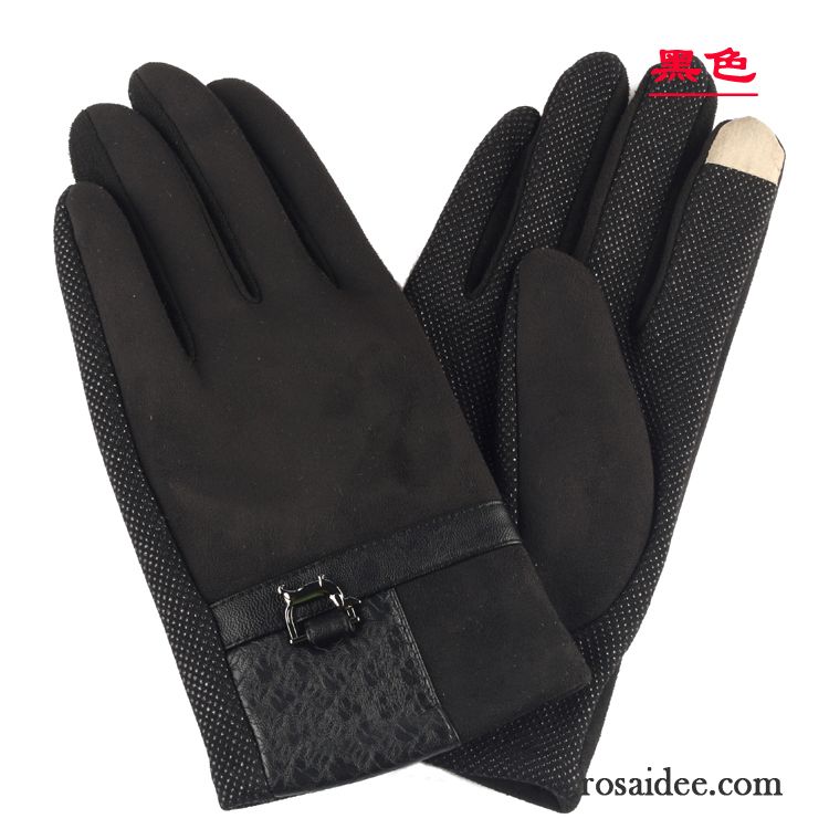 Handschuhe Herren Fahrrad Fahren Telefon Rutschfest Winter Touchscreen Warm Halten Schwarz