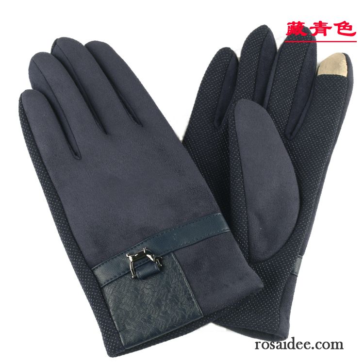 Handschuhe Herren Fahrrad Fahren Telefon Rutschfest Winter Touchscreen Warm Halten Schwarz