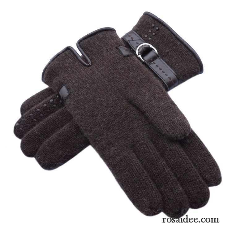 Handschuhe Herren Stricken Wolle Schafwolle Warm Halten Freizeit Winter Dunkel