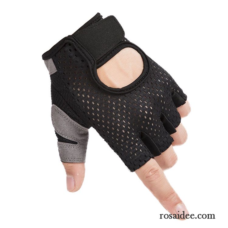 Handschuhe Herren Training Dünne Damen Fitness Halber Finger Instrumente Schwarz