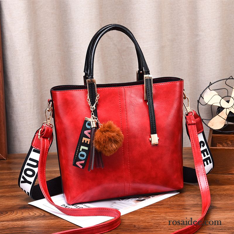 Handtaschen Damen Das Neue Mama Einfach Hohe Kapazität Winter Retro Rot