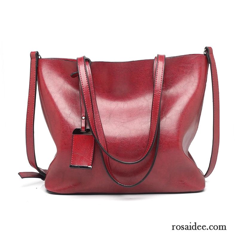 Handtaschen Damen Mode Retro Hohe Kapazität Das Neue Großes Paket Scharlachrot Farbe