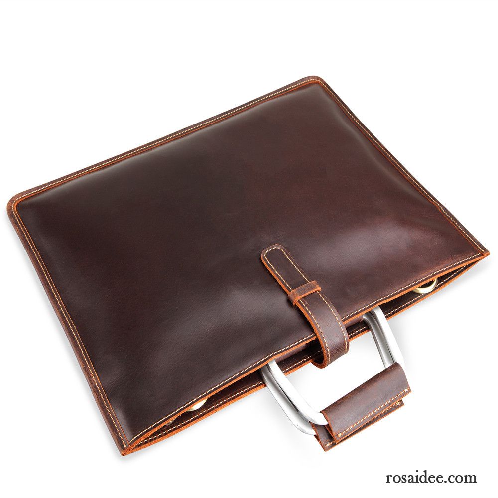 Handtaschen Herren Aktentasche Schultertaschen Echtleder Retro Einfach Braun