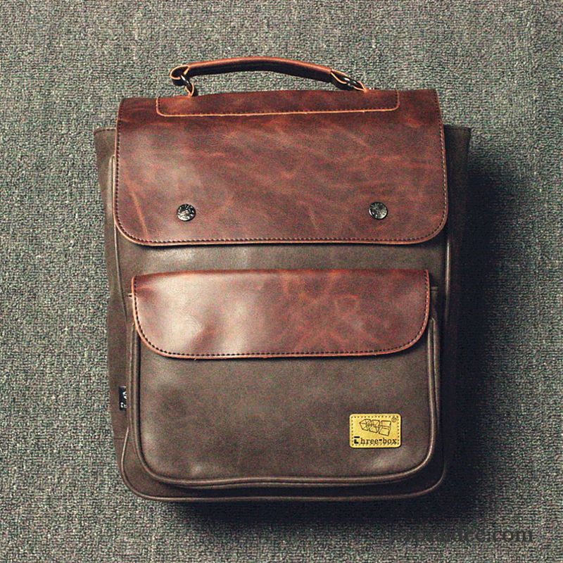 Handtaschen Herren Das Neue Mattiert Allgleiches Rucksack Retro Schüler Braun Dunkel