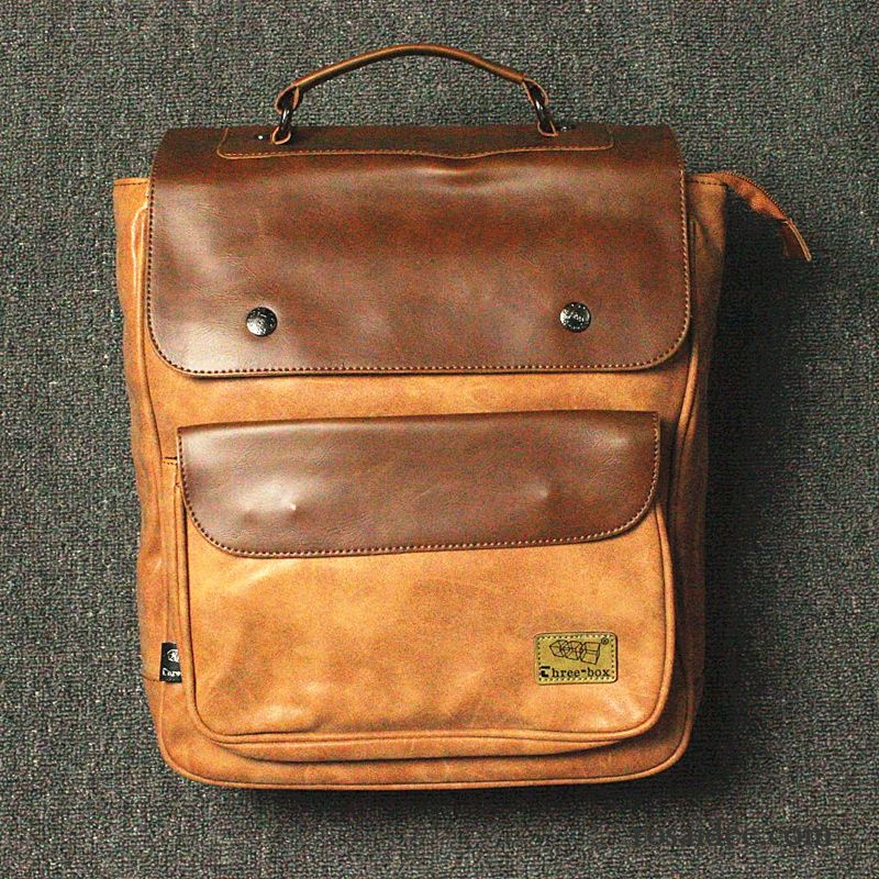 Handtaschen Herren Das Neue Mattiert Allgleiches Rucksack Retro Schüler Braun Dunkel