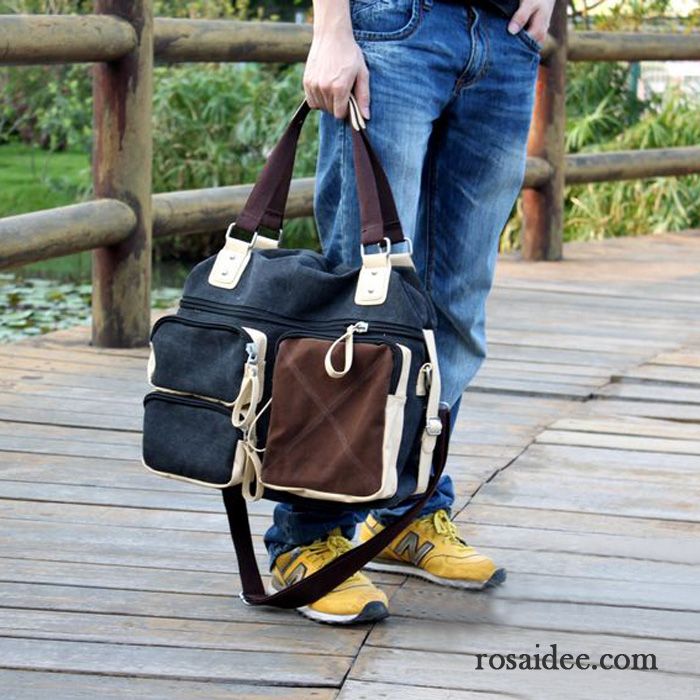 Handtaschen Herren Großes Paket Messenger-tasche Schultertaschen Freizeit Mode Segeltuch Schwarz