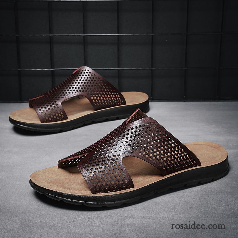 Hausschuhe Herren Neue Schüler Trend Sandalen Persönlichkeit Rutschsicher Sandfarben Braun