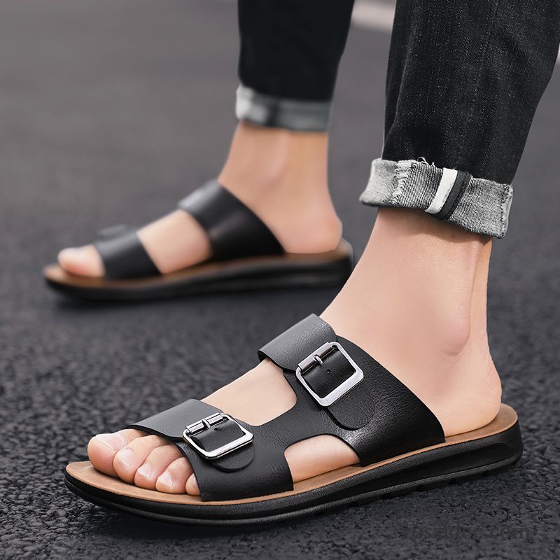 Hausschuhe Herren Pantolette Persönlichkeit Trend Sommer Neue Sandalen Braun Rot