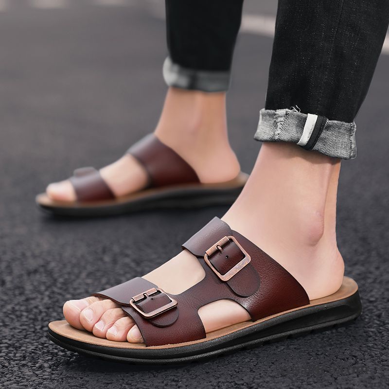 Hausschuhe Herren Pantolette Persönlichkeit Trend Sommer Neue Sandalen Braun Rot