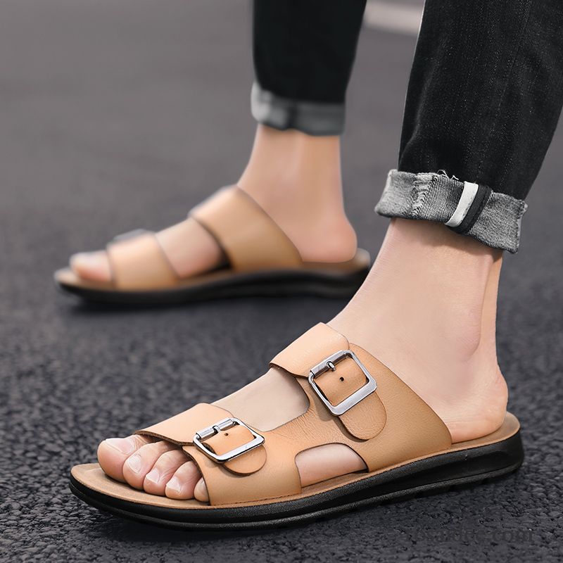 Hausschuhe Herren Pantolette Persönlichkeit Trend Sommer Neue Sandalen Braun Rot