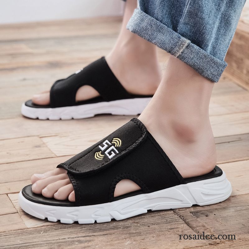 Hausschuhe Herren Sandalen Persönlichkeit Sommer Rutschsicher Casual Weiche Sohle Sandfarben Schwarz