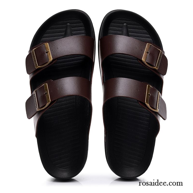 Hausschuhe Herren Sommer Casual Sandalen Rutschsicher Neue Mode Dunkelblau Sandfarben