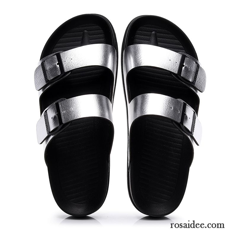 Hausschuhe Herren Sommer Casual Sandalen Rutschsicher Neue Mode Dunkelblau Sandfarben